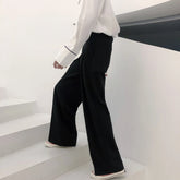 Hearujoy Autumn Wide-leg Mop Pants For Men Korean Streetwear Fashion Loose Straight High Rise Pants Casual Trousers 9Y3527